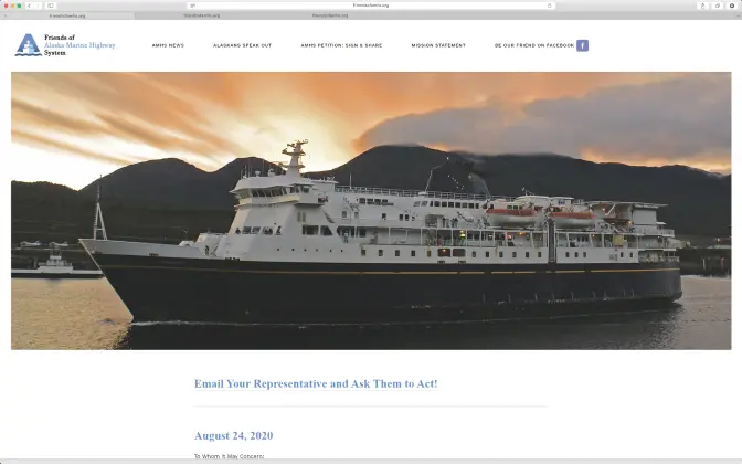 Alaska Marine Highway System website designed by Tungsten Advertising agency
